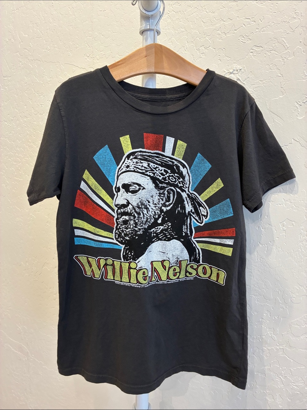 H&M Black Willie Nelson Graphic Tee with Multicolor Rays